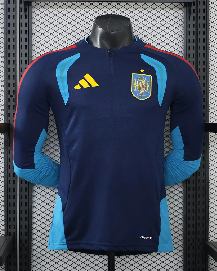 Camisola de Treino Espanha 26/27 Azul-Marinho Versão Jogador Manga Comprida
