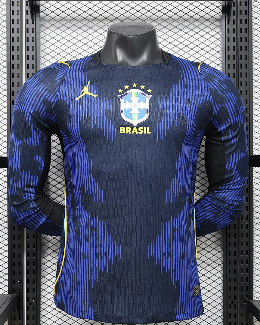 Camisola Brasil Alternativa Versão Jogador Manga Comprida