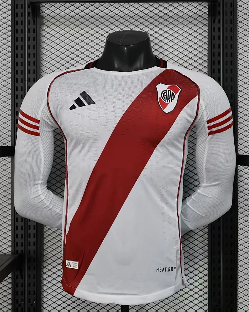 Camisola River Plate Branca Versão Jogador Manga Comprida