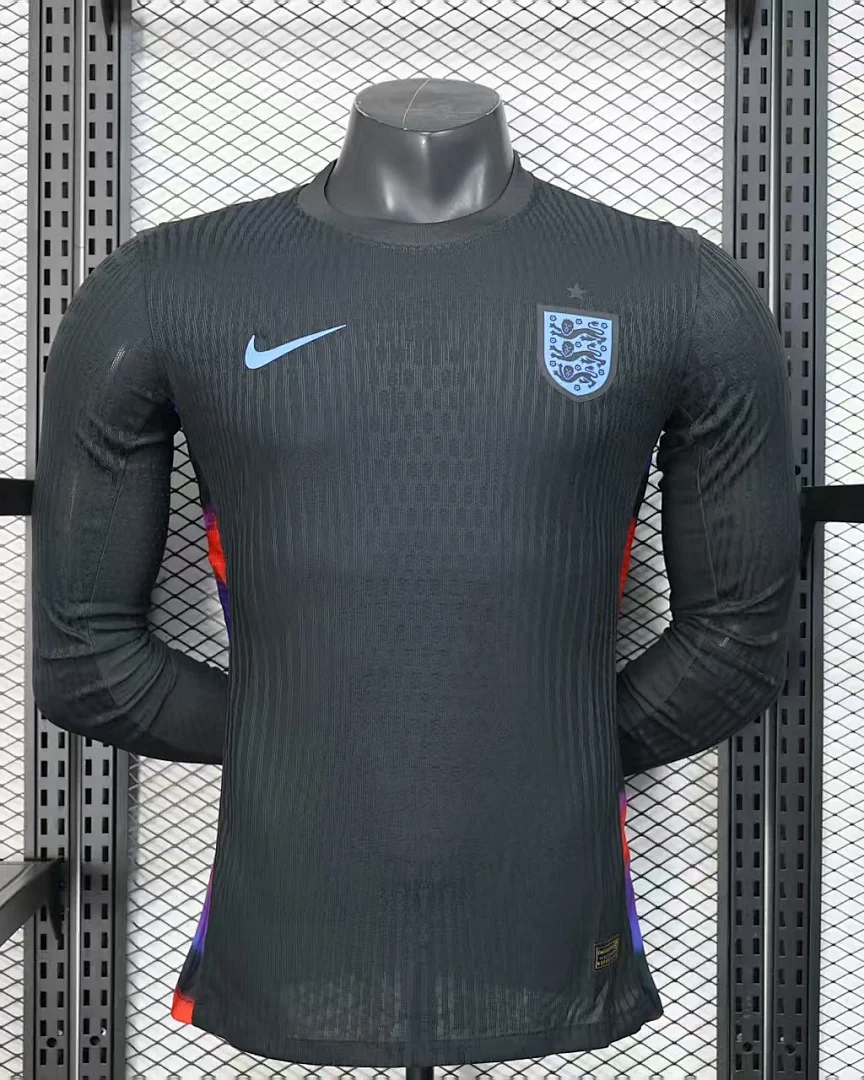 Camisola Inglaterra Edição Especial Preta Versão Jogador Manga Comprida