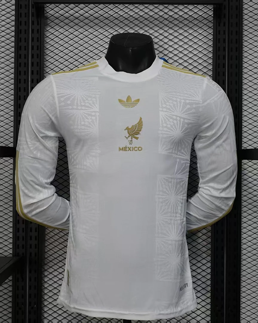 Camisola México Branca Versão Jogador Manga Comprida