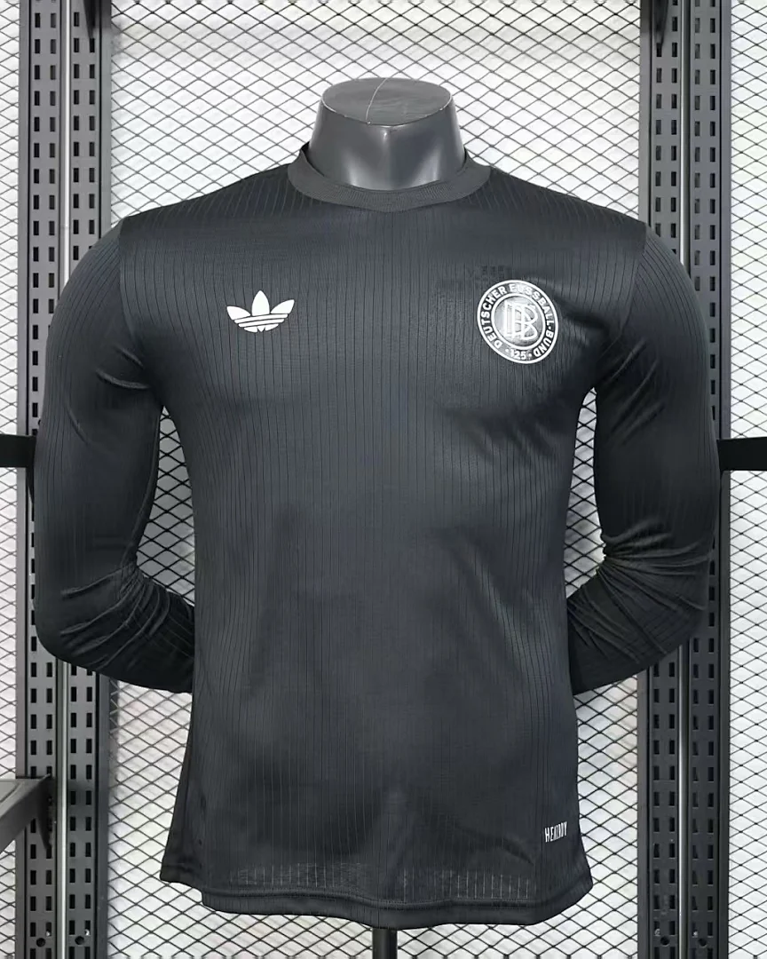 Camisola Alemanha Aniversário Preta Versão Jogador Manga Comprida