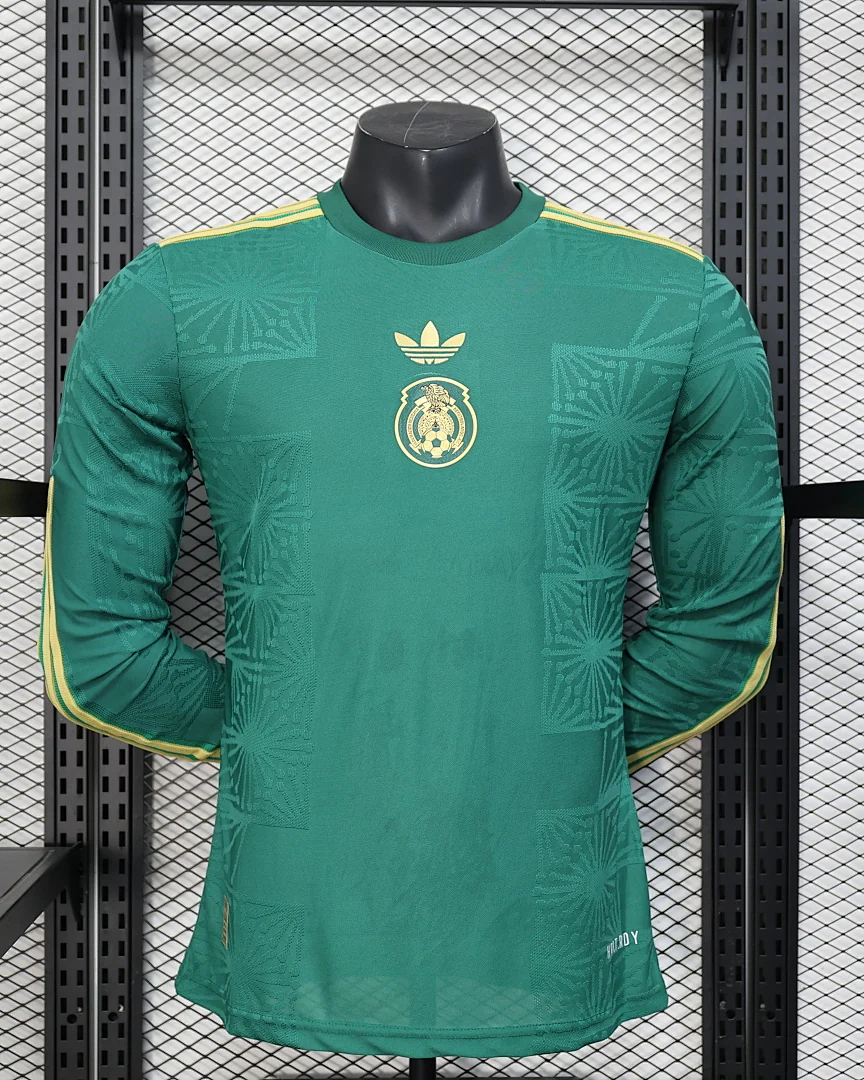 Camisola México Verde Versão Jogador Manga Comprida