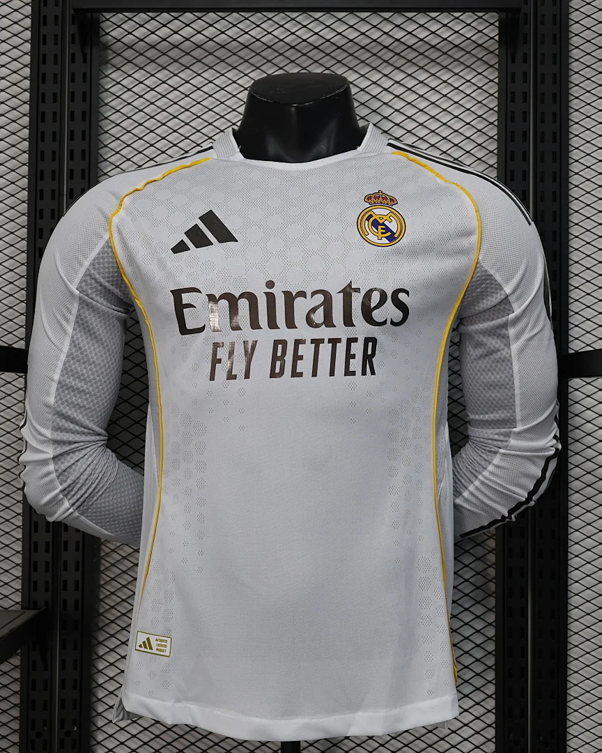 Camisola Real Madrid 25/26 Principal Versão Jogador Manga Comprida