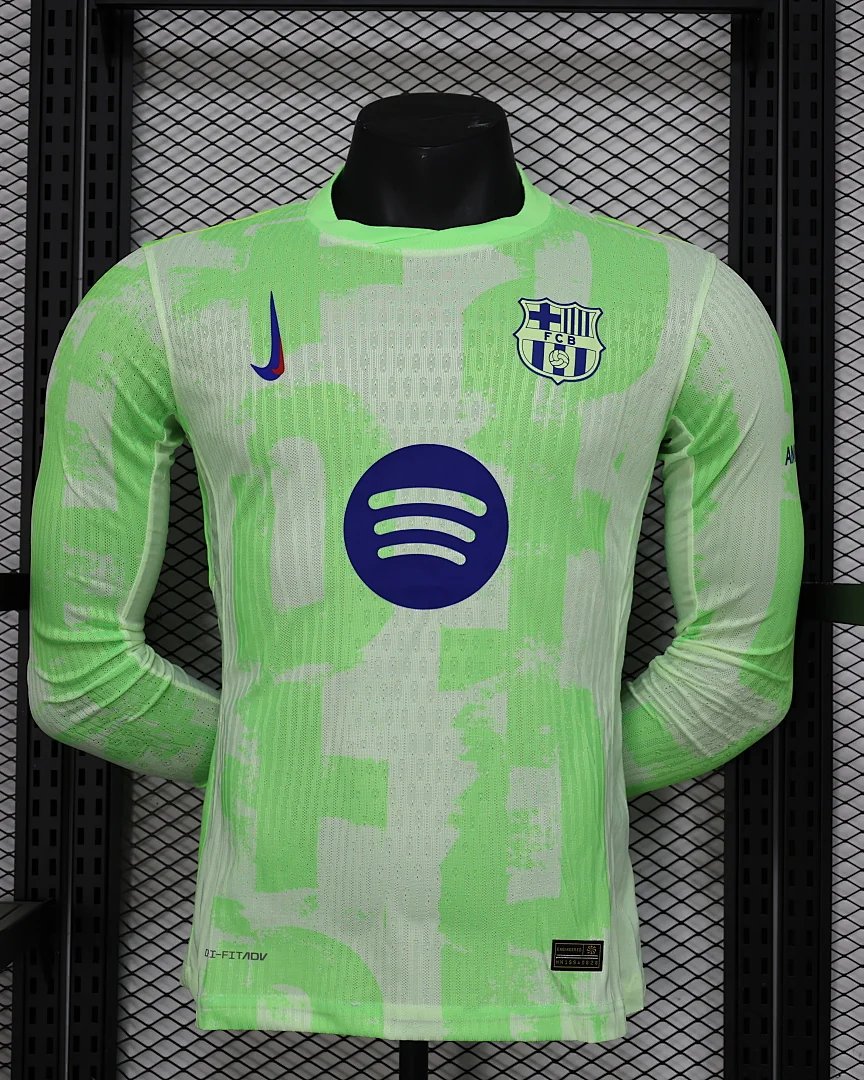 Camisola Barcelona Verde Versão Jogador Manga Comprida