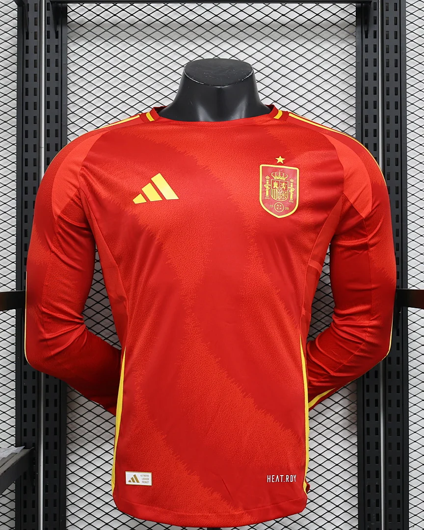 Camisola Espanha Principal Versão Jogador Manga Comprida
