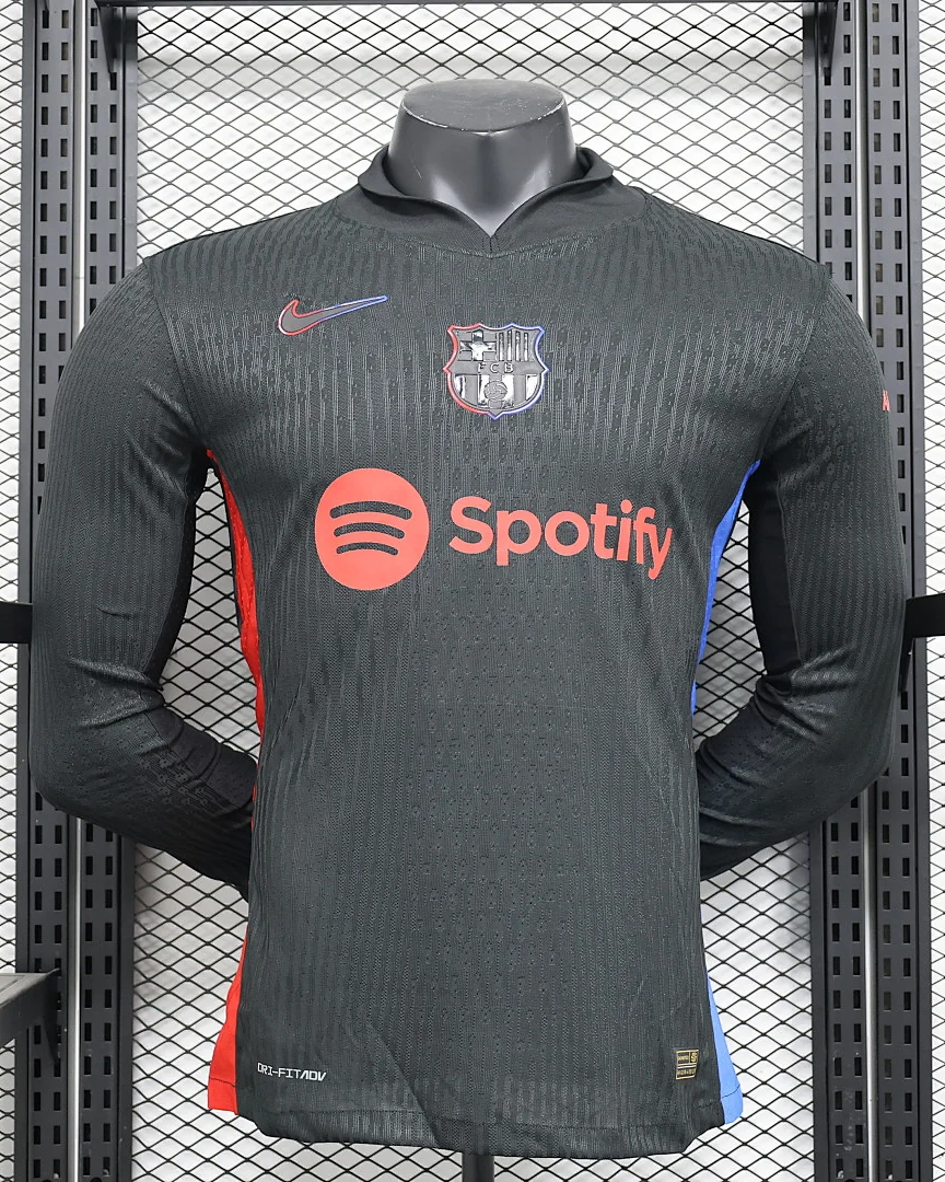 Camisola Barcelona Alternativa Versão Jogador Manga Comprida