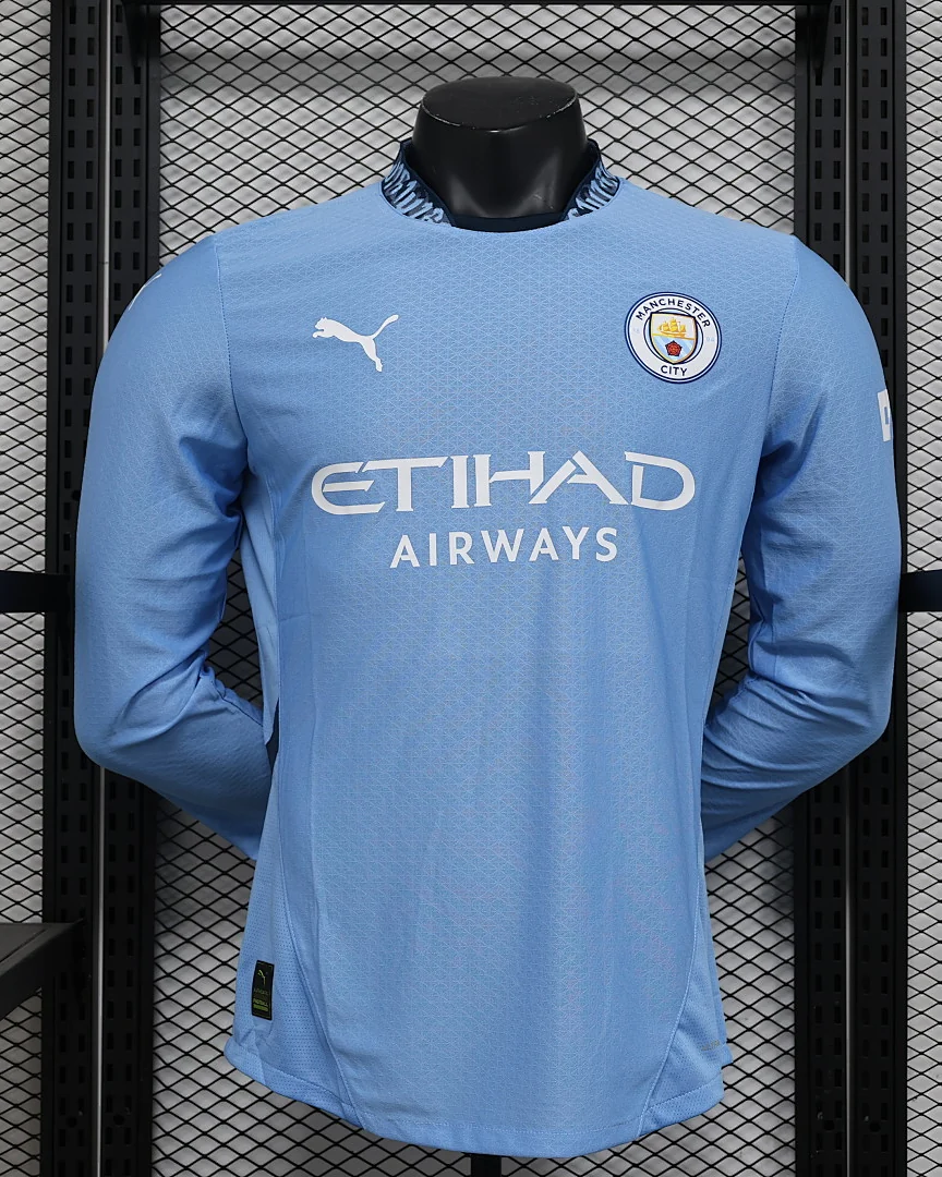 Camisola Manchester City Principal Versão Jogador Manga Comprida