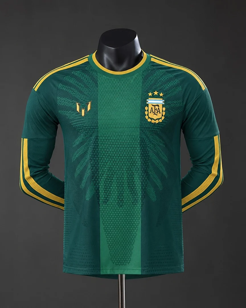Camisola Argentina 2026 Aniversário Verde Versão Jogador Manga Comprida