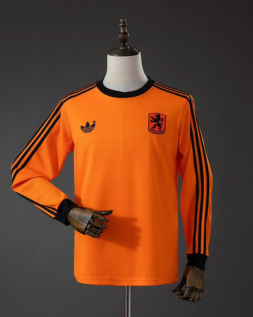 Camisola Retro Países Baixos 1980 Principal Manga Comprida