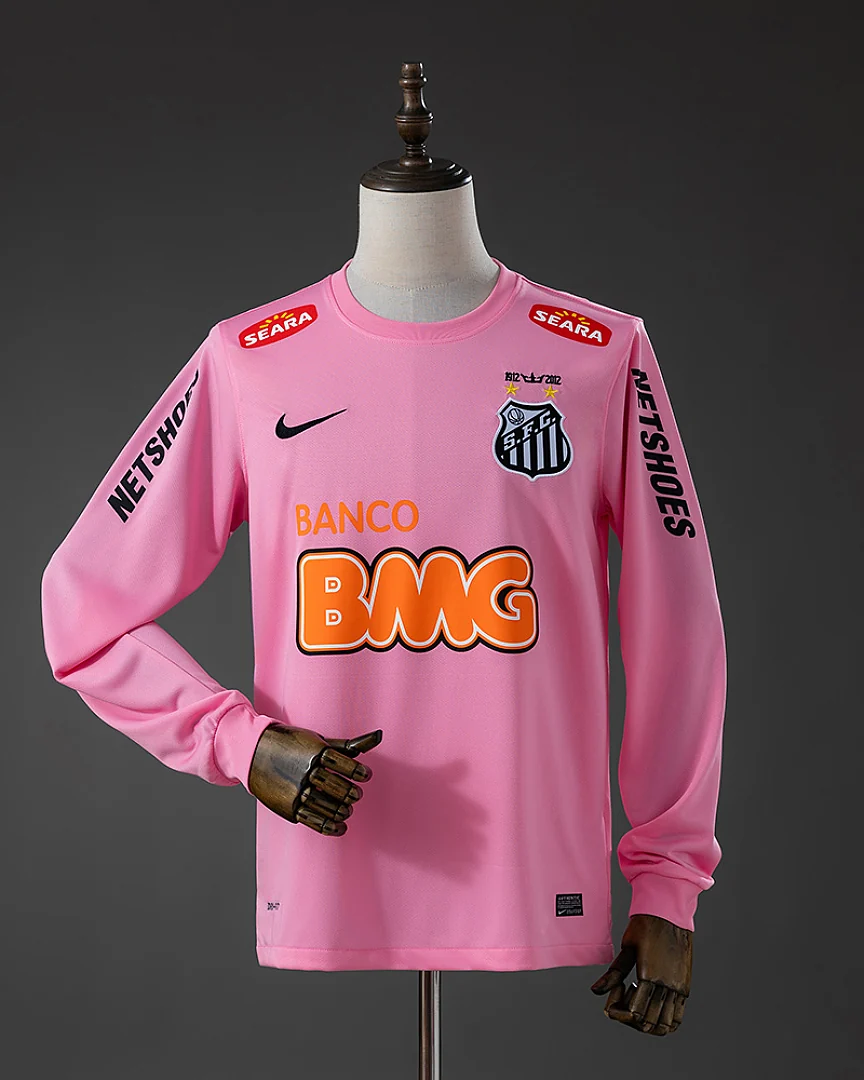 Camisola Retro Santos 12/13 Rosa Manga Comprida