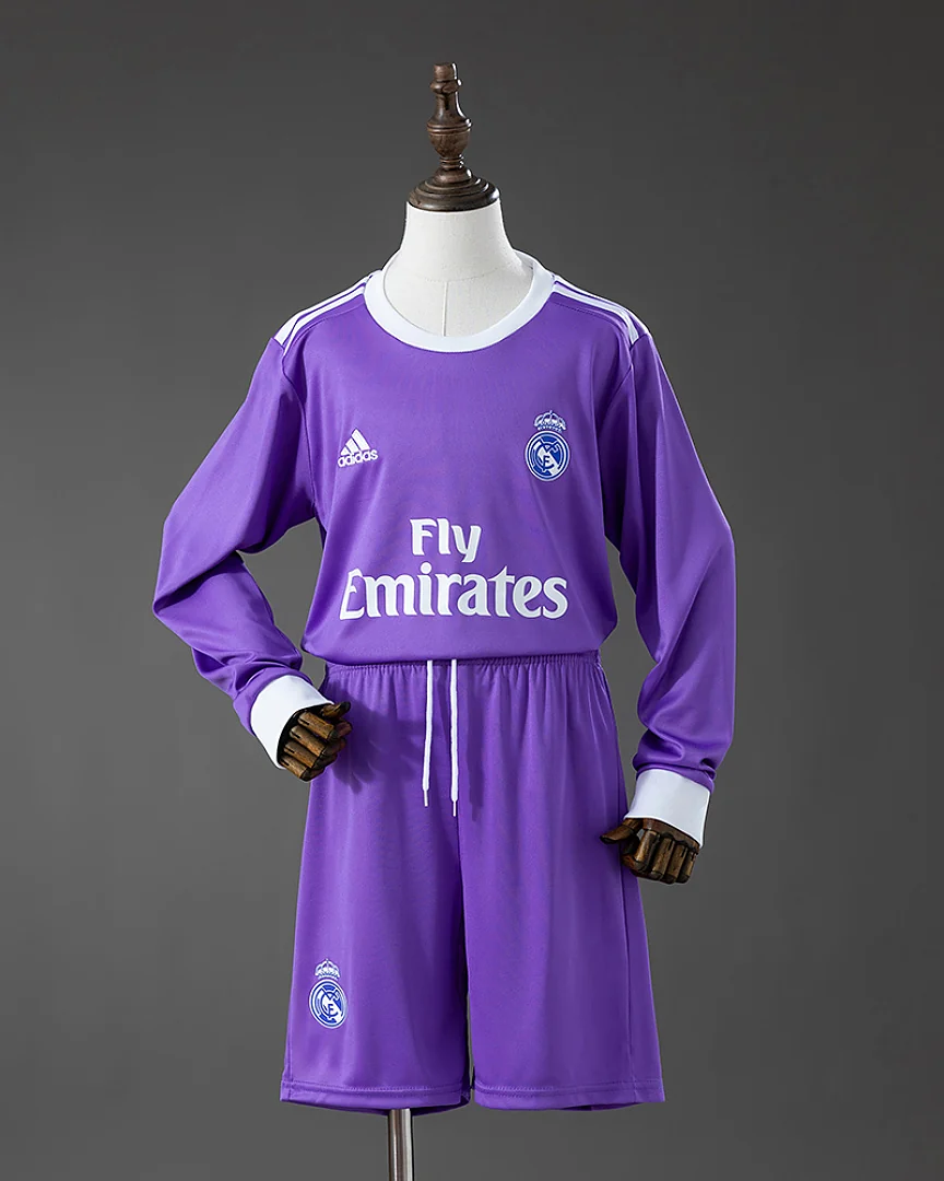 Kit Criança Real Madrid 16/17 Alternativa Manga Comprida
