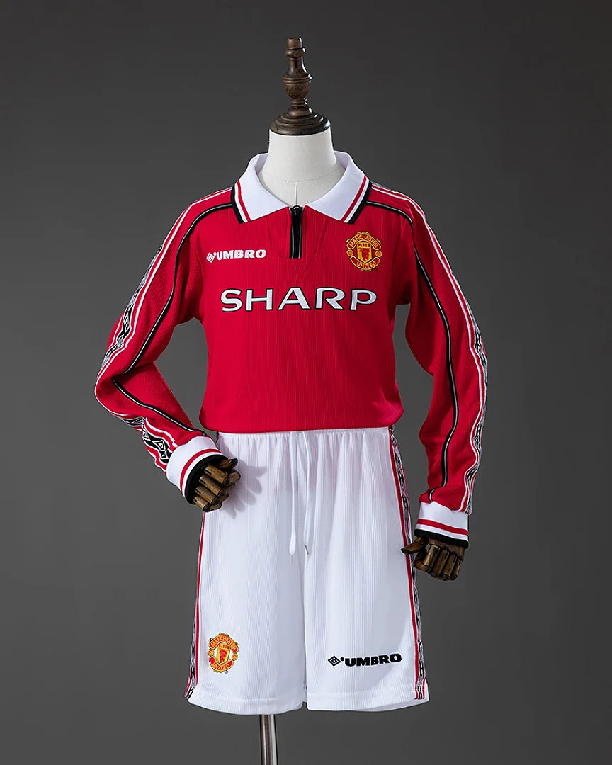 Kit Criança Manchester United 1998/99 Principal Manga Comprida