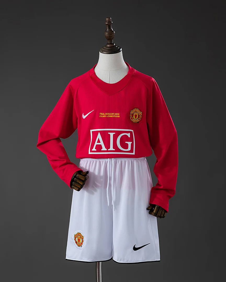 Kit Criança Manchester United 07/08 Principal Manga Comprida