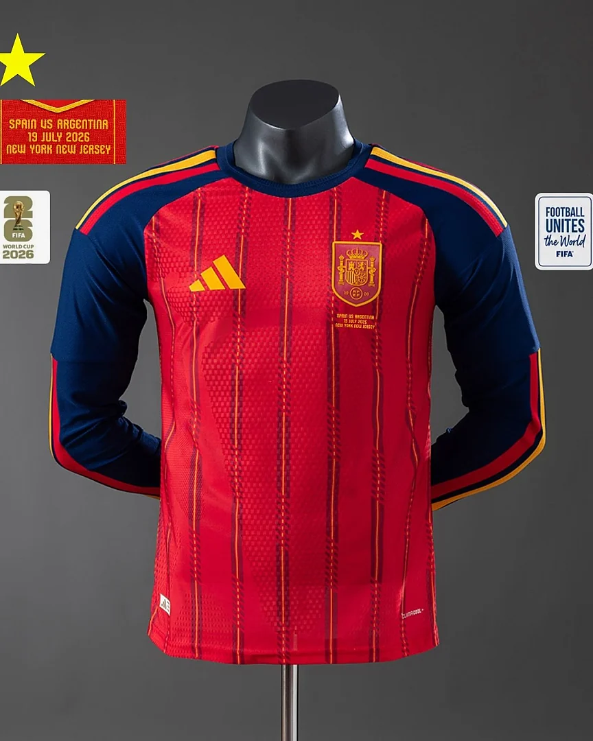 Camisola Espanha 2026 Principal Versão Jogador Manga Comprida