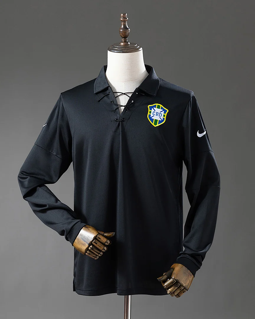 Camisola Retro Brasil 2004 Edição Especial Preta Manga Comprida