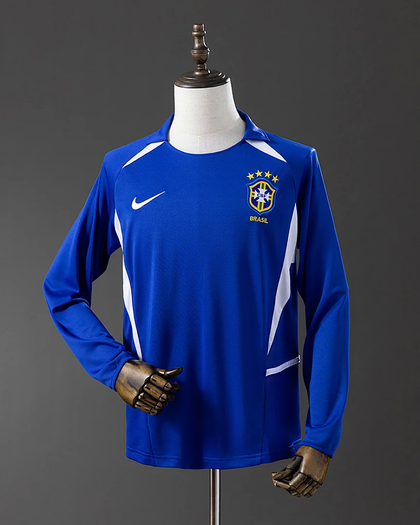 Camisola Retro Brasil 2002 Alternativa Manga Comprida