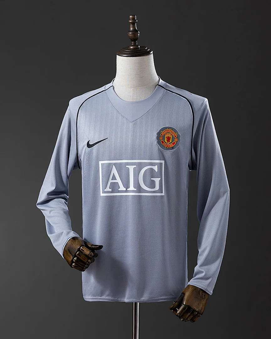 Camisola Retro Manchester United 2007 Guarda-Redes Cinzenta Manga Comprida