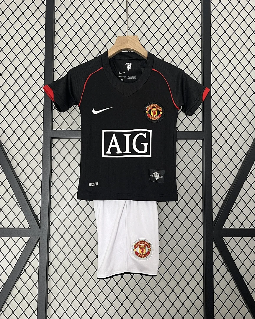 Kit Criança Manchester United 07/08 Alternativa Preto