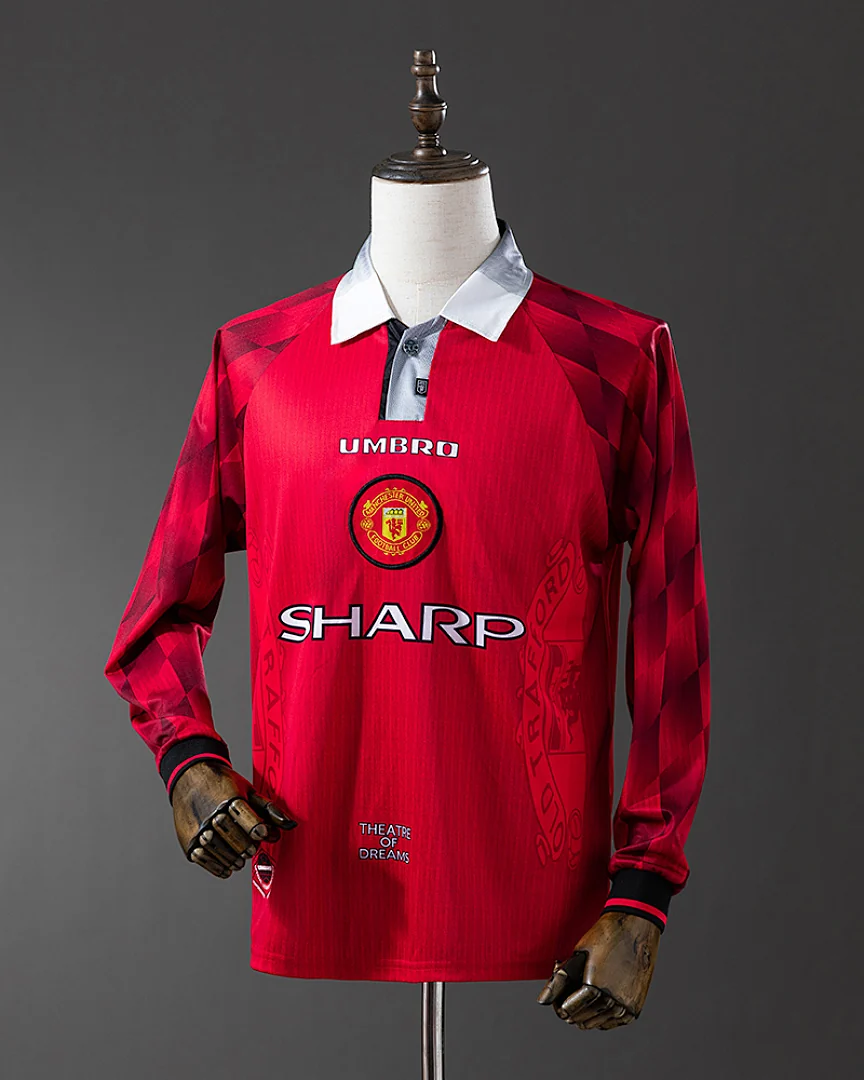 Camisola Retro Manchester United 1996 Principal Manga Comprida