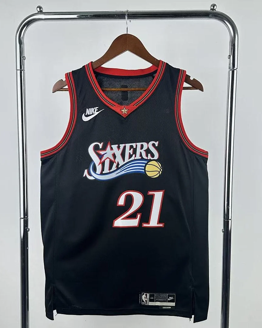 Camisola NBA Philadelphia 76ers Joel Embiid #21 Retro Edição Especial Preta 2026