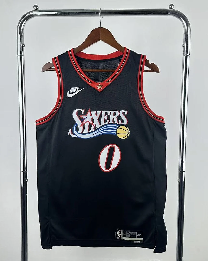 Camisola NBA Philadelphia 76ers Tyrese Maxey #0 Retro Edição Especial Preta 2026