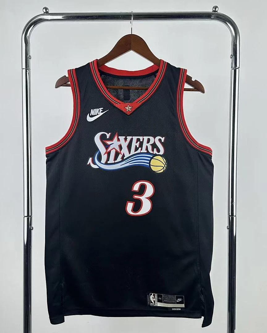Camisola NBA Philadelphia 76ers Allen Iverson #3 Retro Edição Especial Preta 2026