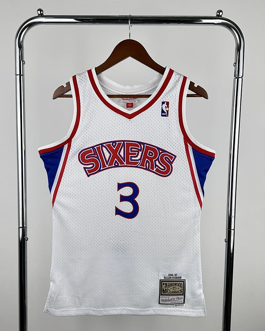 Camisola NBA Philadelphia 76ers Allen Iverson #3 Retro Mitchell & Ness 1996/97 Branca