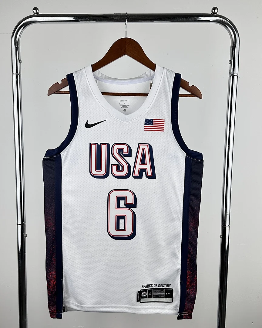Camisola Seleção dos Estados Unidos de Basquetebol 2024 Principal LeBron James #6