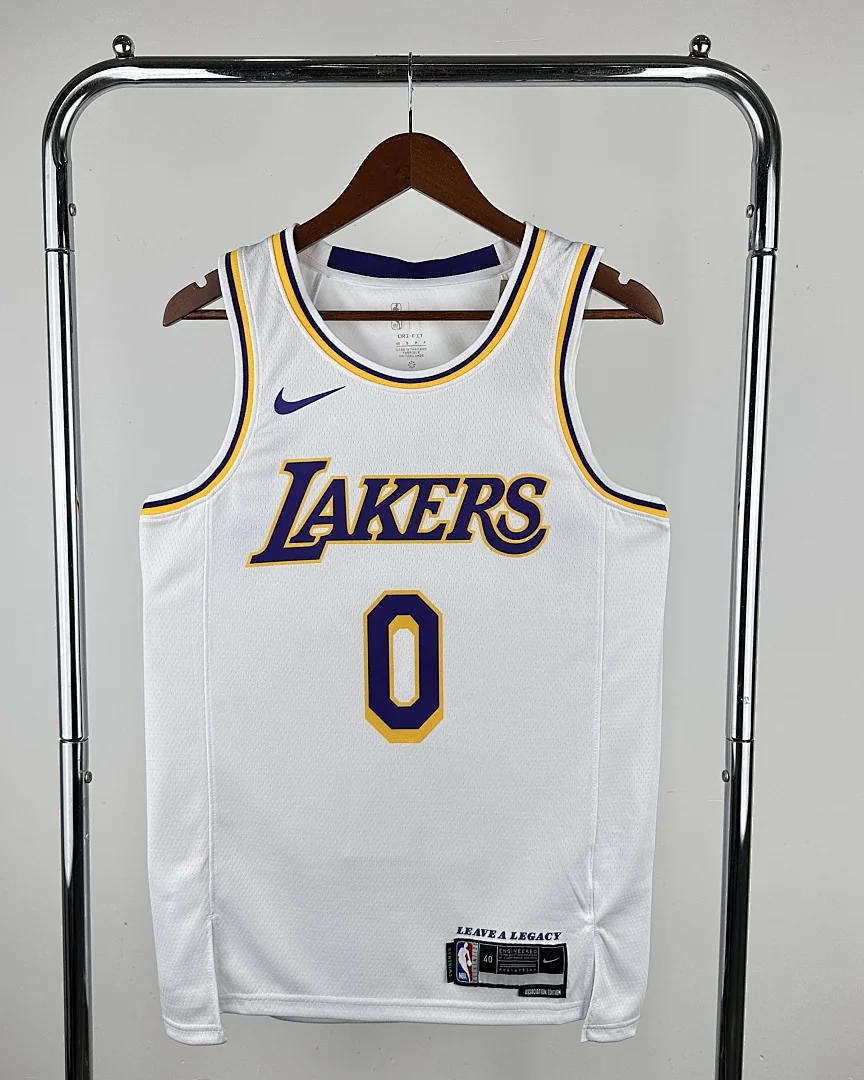 Camisola NBA Los Angeles Lakers Russell Westbrook #0 Branca 2023