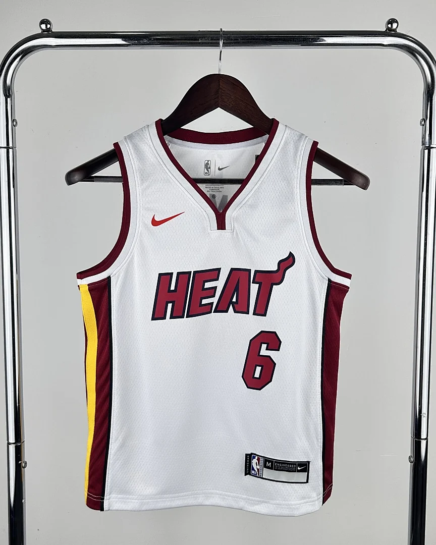 Camisola NBA Miami Heat LeBron James #6 Branca Criança
