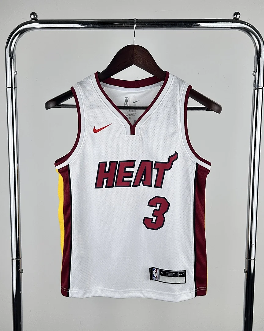 Camisola NBA Miami Heat Dwyane Wade #3 Branca Criança