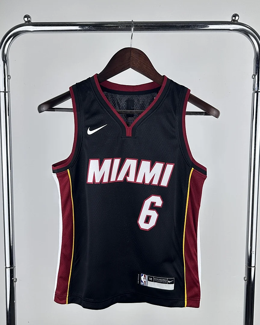 Camisola NBA Miami Heat LeBron James #6 Preta Criança