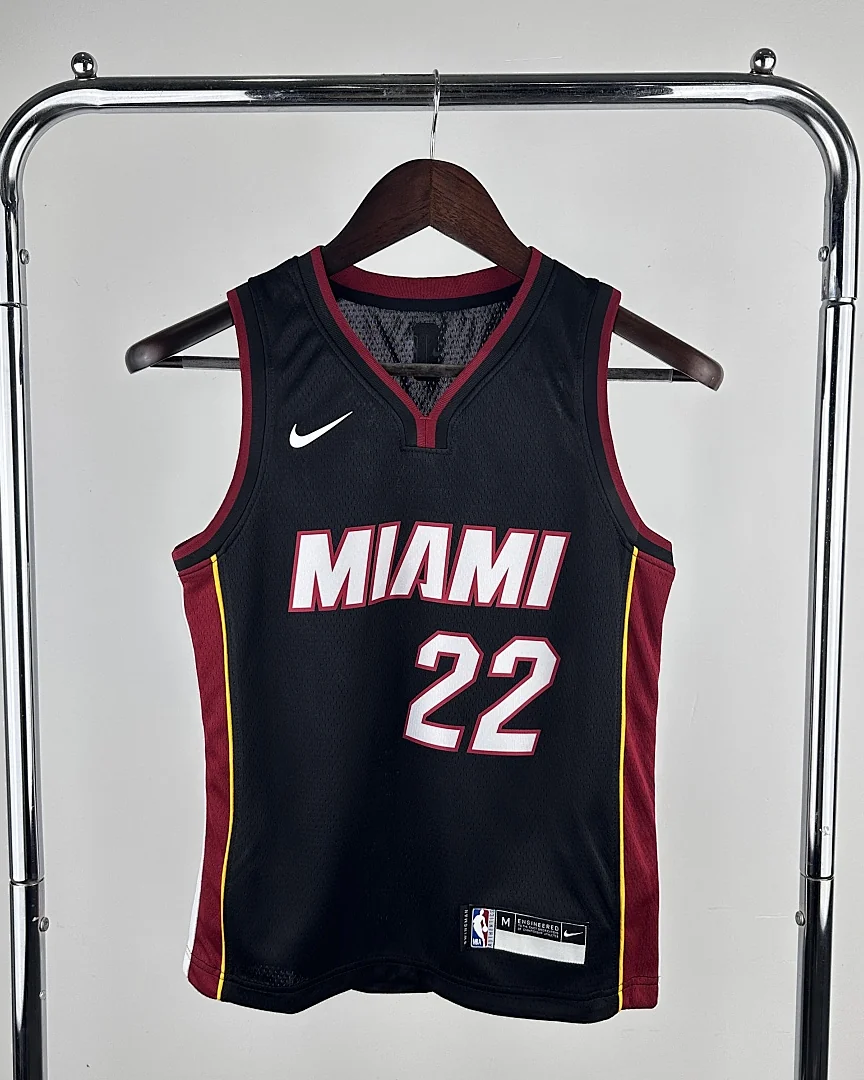 Camisola NBA Miami Heat Jimmy Butler #22 Preta Criança