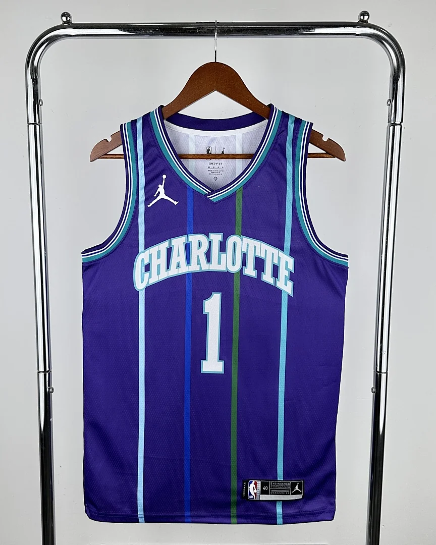 Camisola NBA Charlotte Hornets LaMelo Ball #1 Retro Roxa 2020