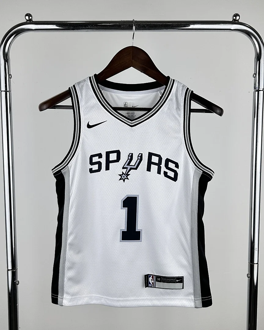 Camisola NBA San Antonio Spurs Victor Wembanyama #1 Preta Criança