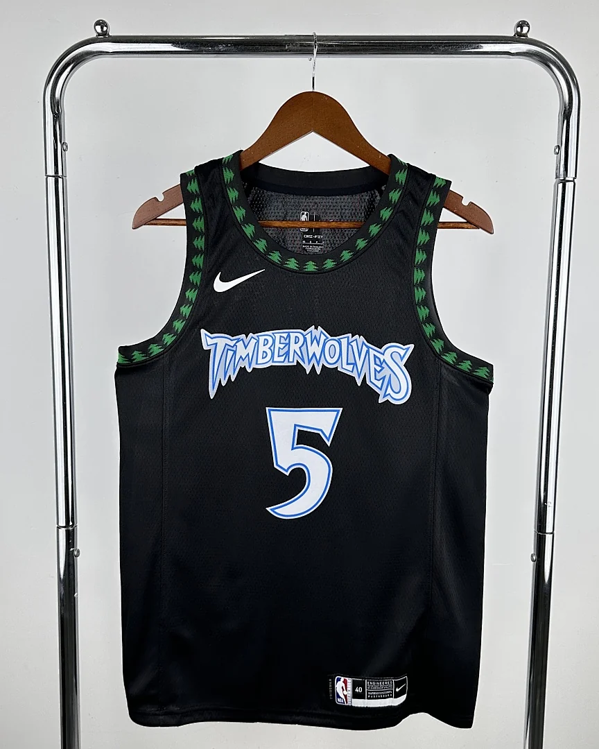 Camisola NBA Minnesota Timberwolves Anthony Edwards #5 Retro Preta 2018
