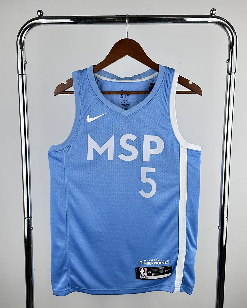 Camisola NBA Minnesota Timberwolves Anthony Edwards #5 Edição Especial Azul-Clara