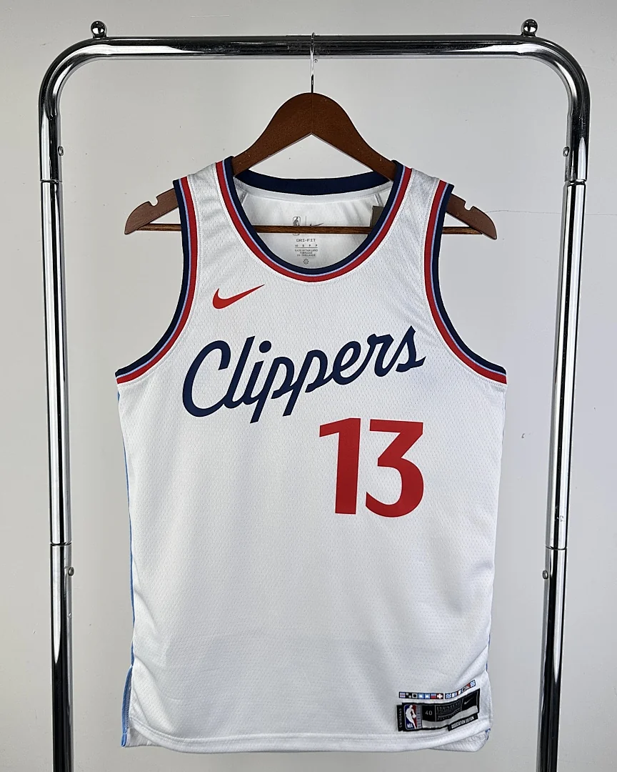 Camisola NBA Los Angeles Clippers Paul George #13 Branca 2025