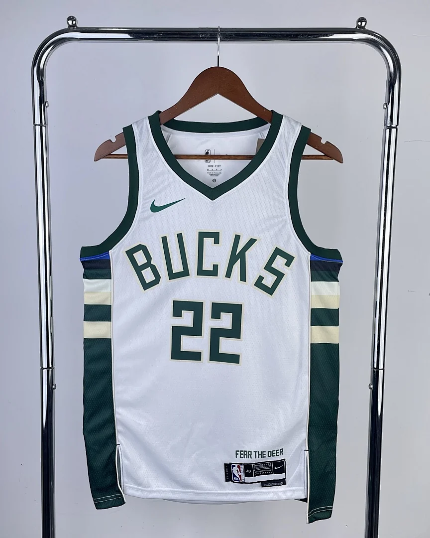 Camisola NBA Milwaukee Bucks Khris Middleton #22 Branca 2023