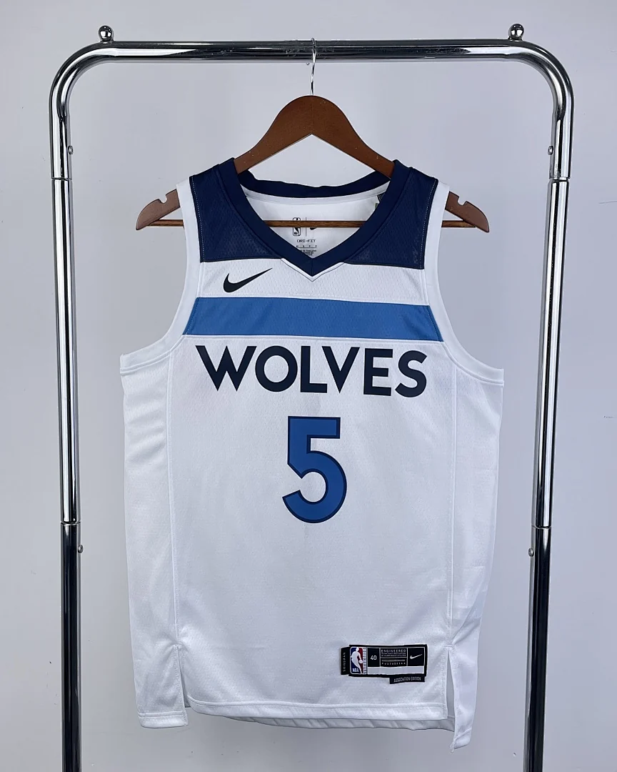 Camisola NBA Minnesota Timberwolves Anthony Edwards #5 Branca 2023