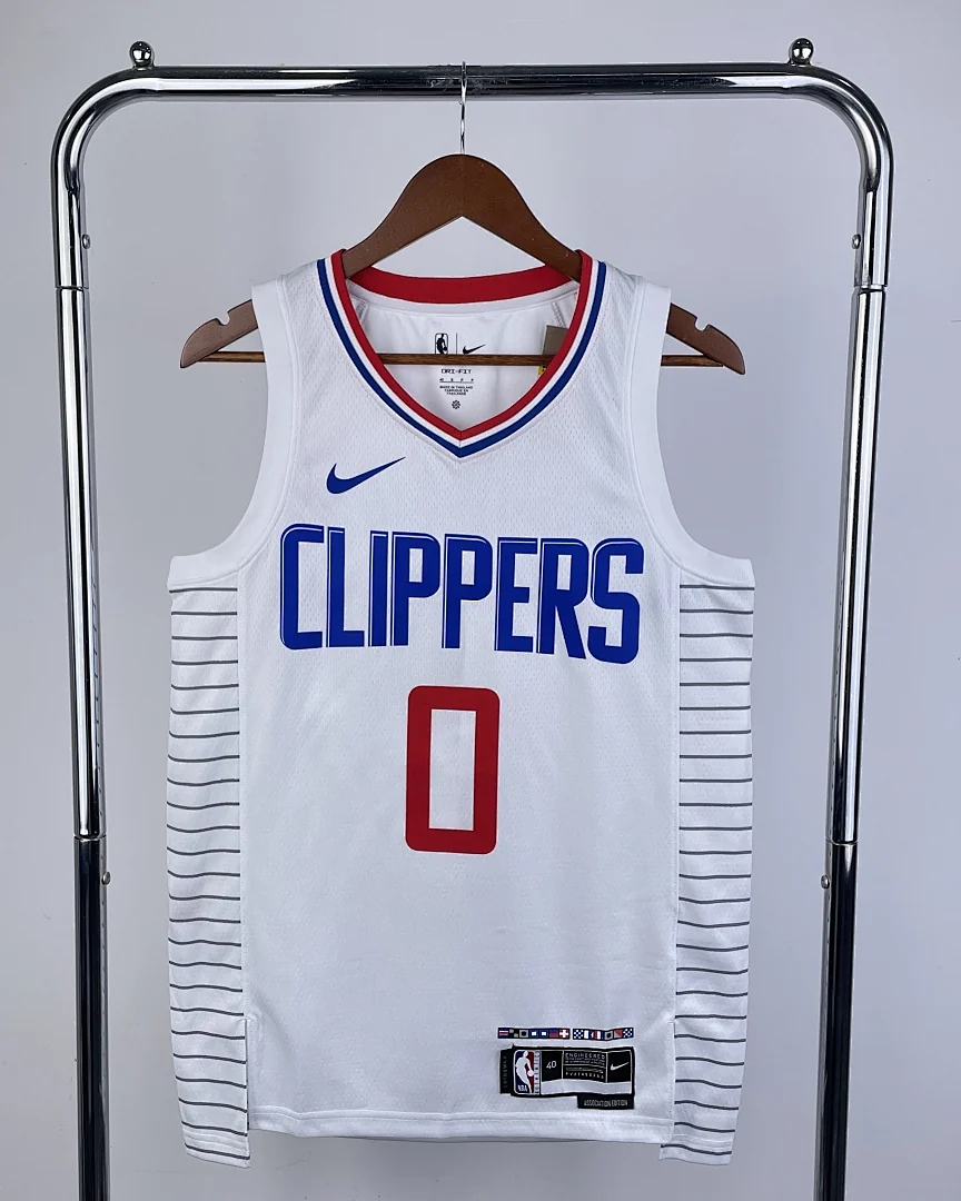 Camisola NBA Los Angeles Clippers Russell Westbrook #0 Branca 2023