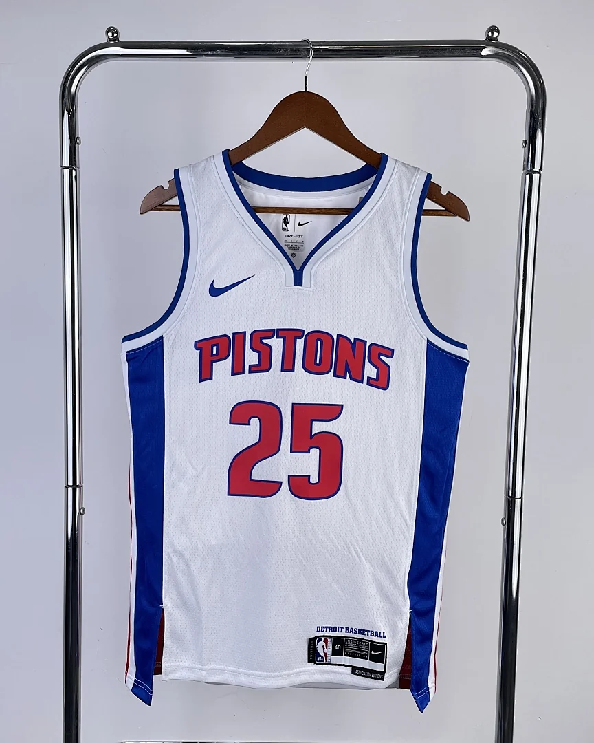 Camisola NBA Detroit Pistons Derrick Rose #25 Branca 2023