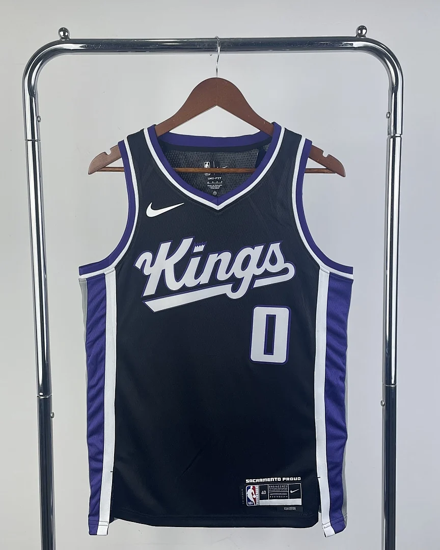 Camisola NBA Sacramento Kings Malik Monk #0 Preta 2024