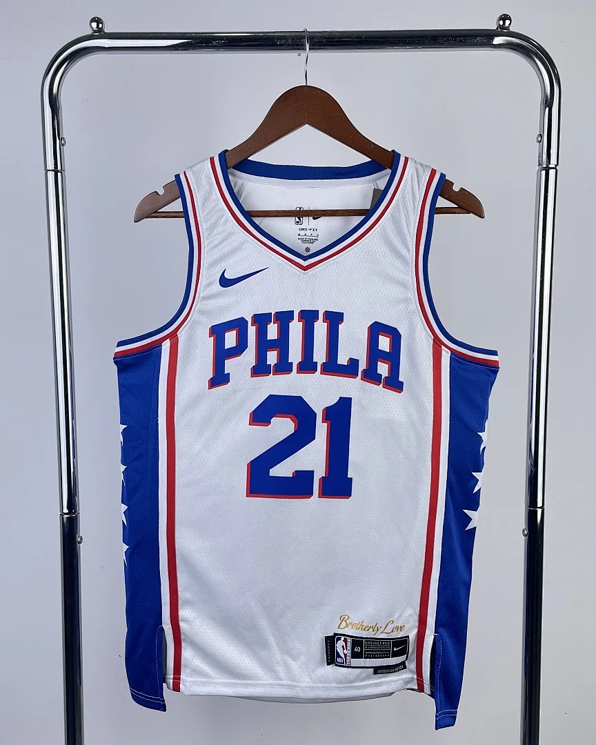 Camisola NBA Philadelphia 76ers Joel Embiid #21 Branca 2023