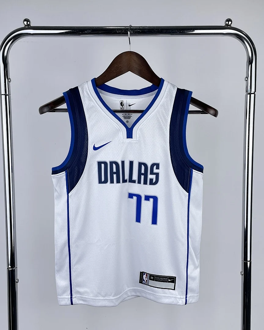 Camisola NBA Dallas Mavericks Luka Doncic #77 Branca Criança