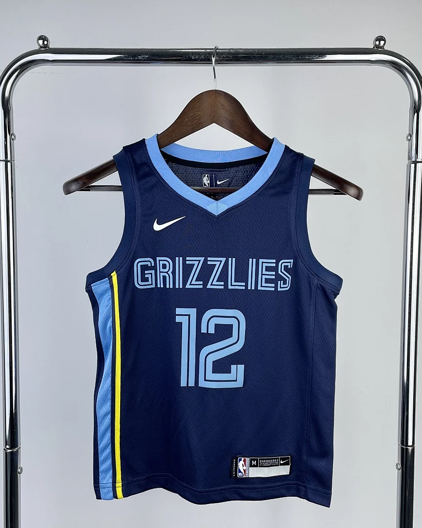 Camisola NBA Memphis Grizzlies Ja Morant #12 Azul-Marinho Criança