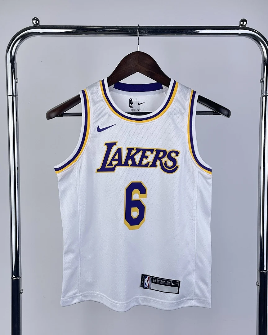 Camisola NBA Los Angeles Lakers LeBron James #6 Branca Criança