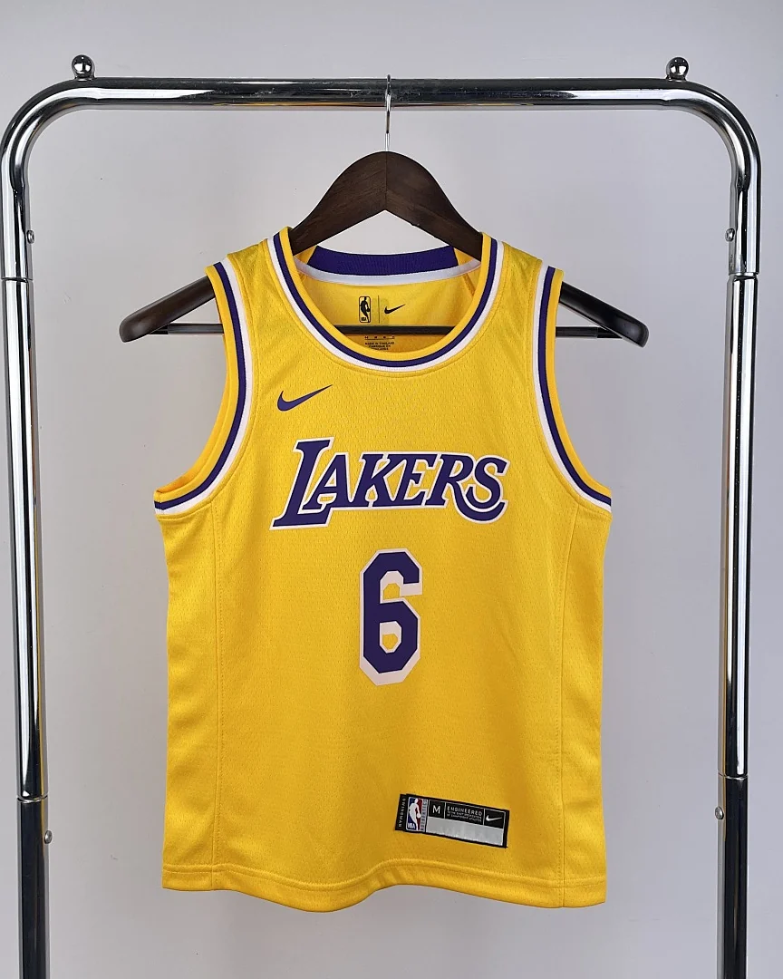 Camisola NBA Los Angeles Lakers LeBron James #6 Amarela Criança