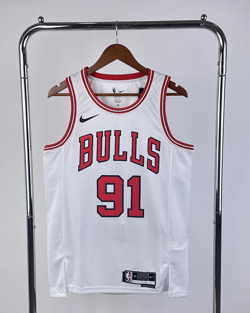 Camisola NBA Chicago Bulls Dennis Rodman #91 Branca 2023
